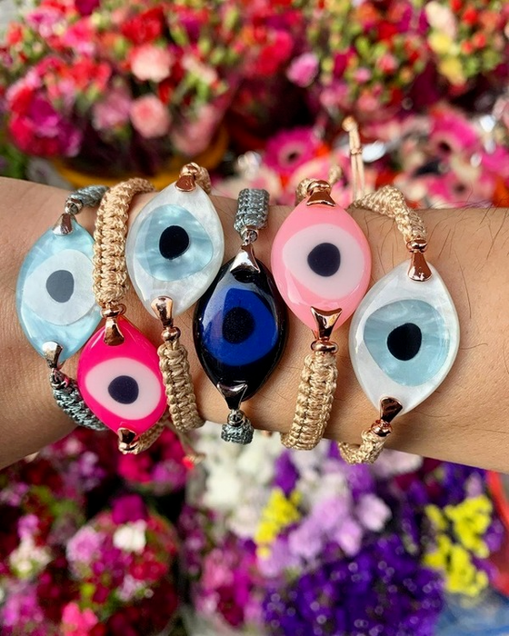 Bulk Jewelry Wholesale Bohemian Hand Woven Acrylic Resin Evil Eye Bracelet JDC-gbh445 Wholesale factory from China YIWU China