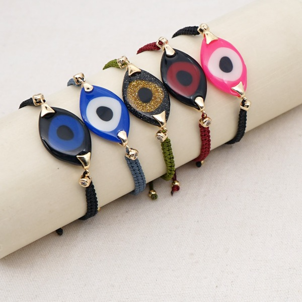 Bulk Jewelry Wholesale Bohemian Hand Woven Acrylic Resin Evil Eye Bracelet JDC-gbh445 Wholesale factory from China YIWU China