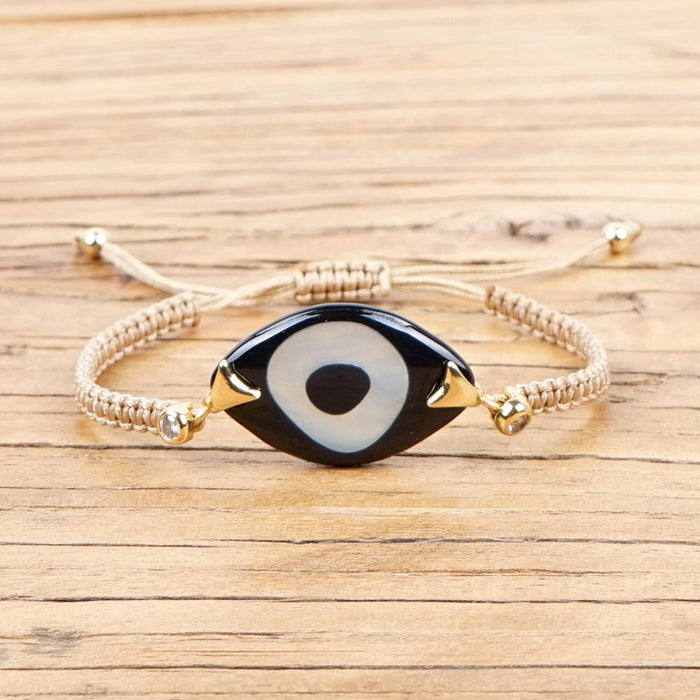 Bulk Jewelry Wholesale Bohemian Hand Woven Acrylic Resin Evil Eye Bracelet JDC-gbh445 Wholesale factory from China YIWU China