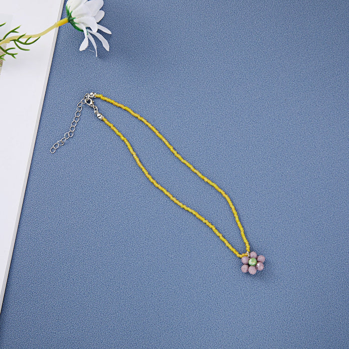 Wholesale Bohemian style rice Bead Flower Fashion Necklace JDC-NE-YinH005 Necklaces 颖皓 Wholesale Jewelry JoyasDeChina Joyas De China