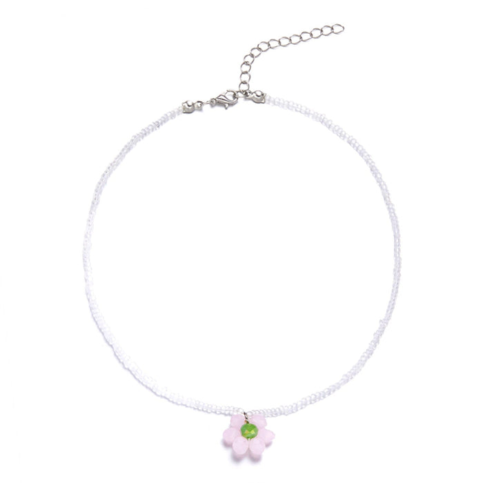 Wholesale Bohemian style rice Bead Flower Fashion Necklace JDC-NE-YinH005 Necklaces 颖皓 bai Wholesale Jewelry JoyasDeChina Joyas De China