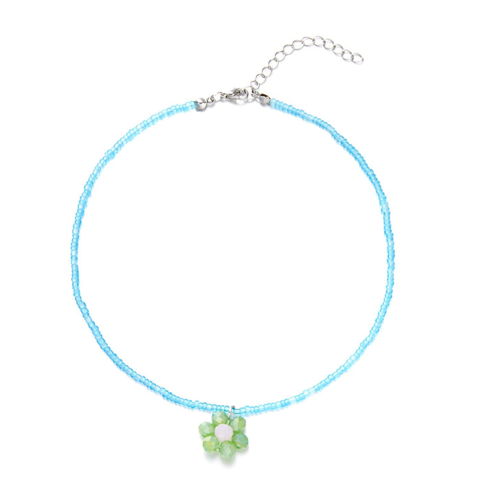 Wholesale Bohemian style rice Bead Flower Fashion Necklace JDC-NE-YinH005 Necklaces 颖皓 lan Wholesale Jewelry JoyasDeChina Joyas De China