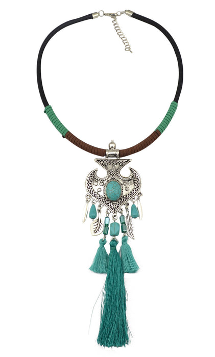 Wholesale Bohemian Turquoise Alloy Necklaces JDC-NE-Yunl011 Necklaces 云罗 blue Wholesale Jewelry JoyasDeChina Joyas De China