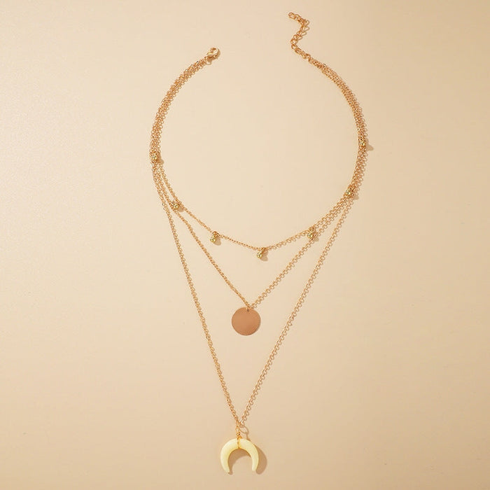 Wholesale Boho Alloy Disc Moon Resin Necklace JDC-NE-C234 Necklaces 陌茗 Wholesale Jewelry JoyasDeChina Joyas De China