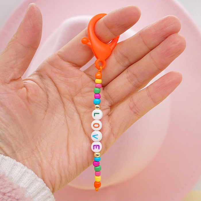 Wholesale Boho Beads Acrylic Beaded Lanyard Keychain JDC-KC-Yuxz005 Keychains 煜星珠 GZ-K210014A Wholesale Jewelry JoyasDeChina Joyas De China