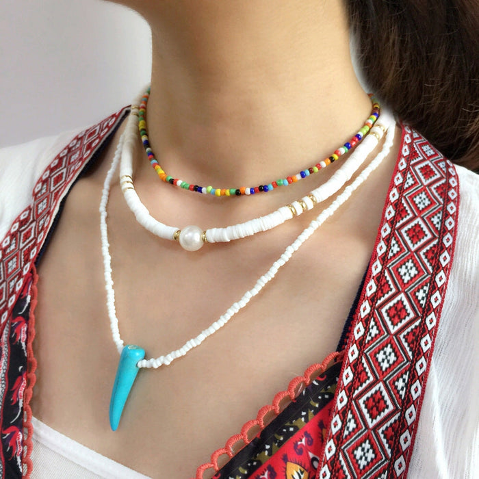 Wholesale Boho Beads Soft Pottery Turquoise Necklace JDC-NE-YF212 Necklaces 友菲 Wholesale Jewelry JoyasDeChina Joyas De China