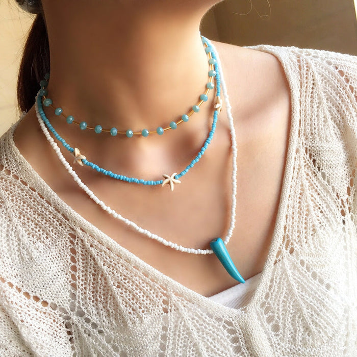 Wholesale Boho Crystal Rice Bead Turquoise Soft Pottery Artificial Pearl Necklace JDC-NE-YF211 Necklaces 友菲 Wholesale Jewelry JoyasDeChina Joyas De China