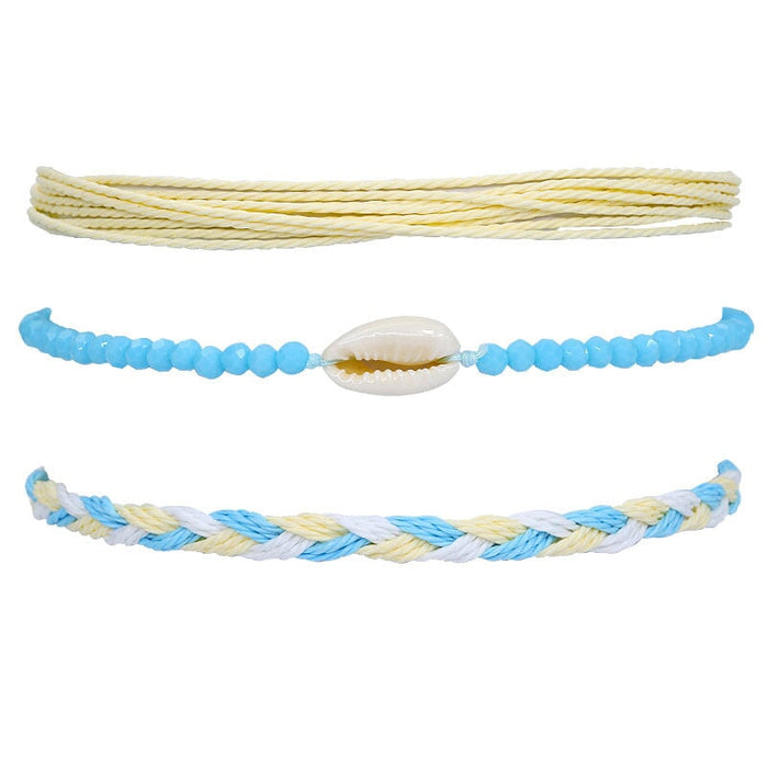 Wholesale Boho Crystal Waterproof Wax Thread Shell Braided Bracelet JDC-BT-Yiye009 Bracelet 益烨 18-14/9-A9/43-1 Wholesale Jewelry JoyasDeChina Joyas De China