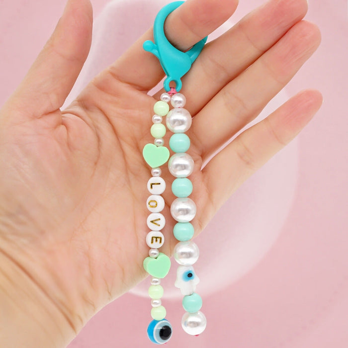 Wholesale Boho Devil Eyes Hand Woven Rice Beads Acrylic Beaded Lanyard Keychain JDC-KC-Yuxz006 Keychains 煜星珠 Wholesale Jewelry JoyasDeChina Joyas De China