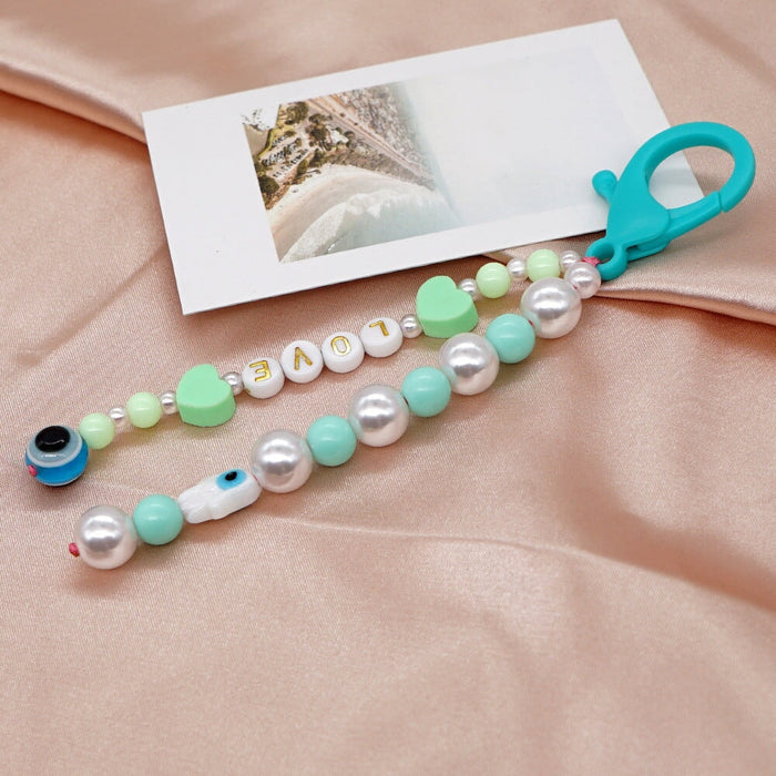Wholesale Boho Devil Eyes Hand Woven Rice Beads Acrylic Beaded Lanyard Keychain JDC-KC-Yuxz006 Keychains 煜星珠 Wholesale Jewelry JoyasDeChina Joyas De China