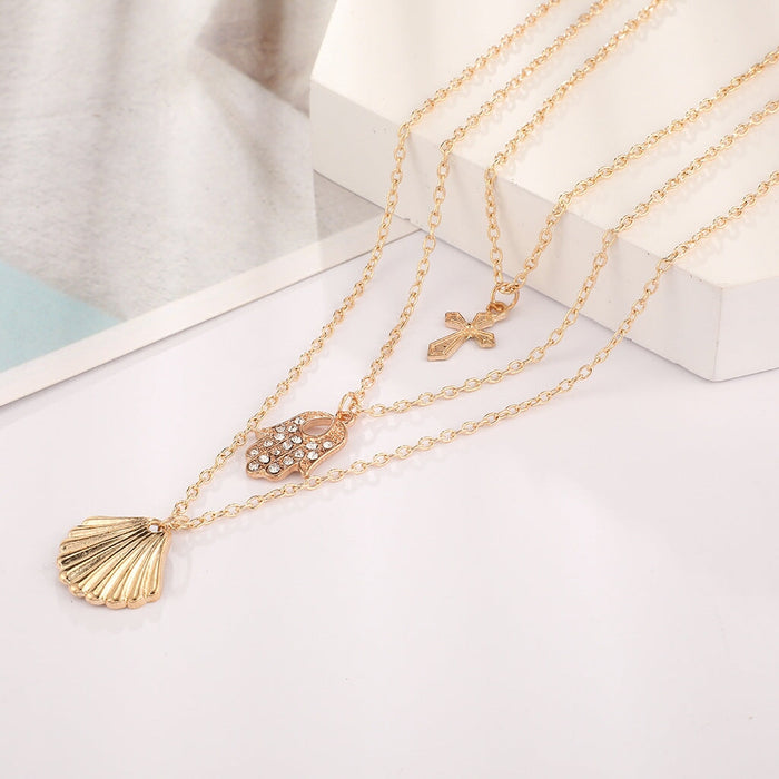 Wholesale Boho Diamond Round Turquoise Starfish Alloy Necklace JDC-NE-C236 Necklaces 陌茗 Wholesale Jewelry JoyasDeChina Joyas De China