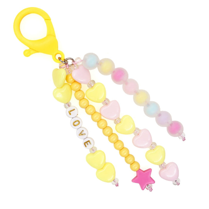 Wholesale Boho Hand Braided Heart Shaped Rice Beads Acrylic Beaded Lanyard Keychain JDC-KC-Yuxz008 Keychains 煜星珠 Wholesale Jewelry JoyasDeChina Joyas De China