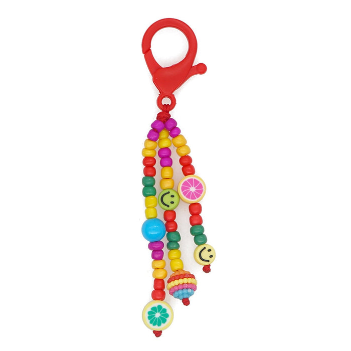 Wholesale boho hand woven rainbow smiley face rice beads acrylic beaded Lanyard Keychain JDC-KC-Yuxz011 Keychains 煜星珠 QT-K210163A Wholesale Jewelry JoyasDeChina Joyas De China