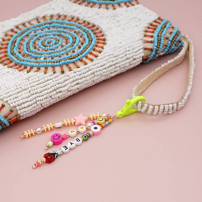 Wholesale Boho Handwoven Beetle Rice Beads Acrylic Beaded Lanyard Keychain JDC-KC-Yuxz010 Keychains 煜星珠 Wholesale Jewelry JoyasDeChina Joyas De China