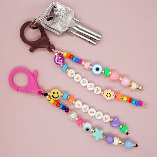 Wholesale Boho Handwoven Devil's Eye Rice Beads Acrylic Beaded Lanyard Keychain JDC-KC-Yuxz009 Keychains 煜星珠 Wholesale Jewelry JoyasDeChina Joyas De China