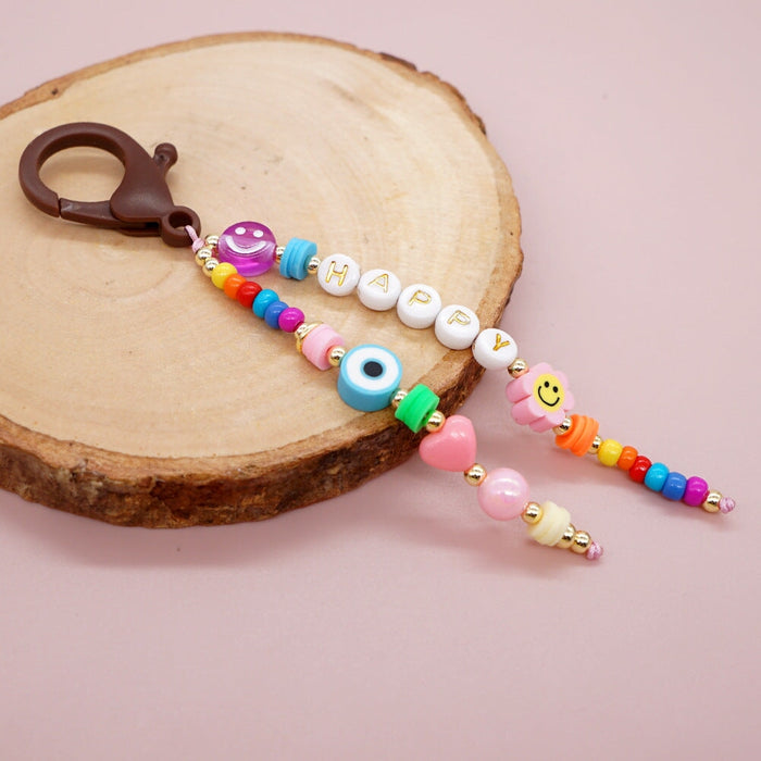 Wholesale Boho Handwoven Devil's Eye Rice Beads Acrylic Beaded Lanyard Keychain JDC-KC-Yuxz009 Keychains 煜星珠 Wholesale Jewelry JoyasDeChina Joyas De China