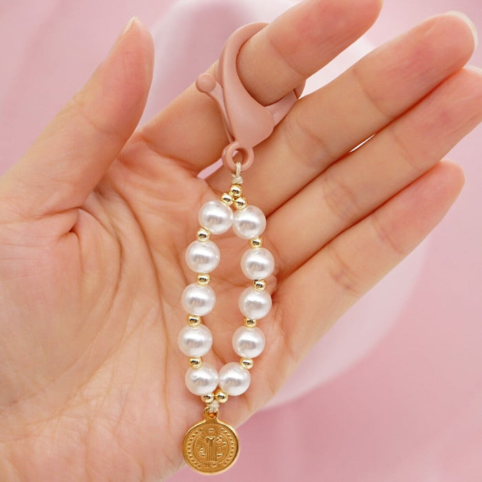 Wholesale Boho Resin Acrylic Imitation Pearl Beaded Rainbow Smiley Lanyard Keychain JDC-KC-Yuxz004 Keychains 煜星珠 Wholesale Jewelry JoyasDeChina Joyas De China