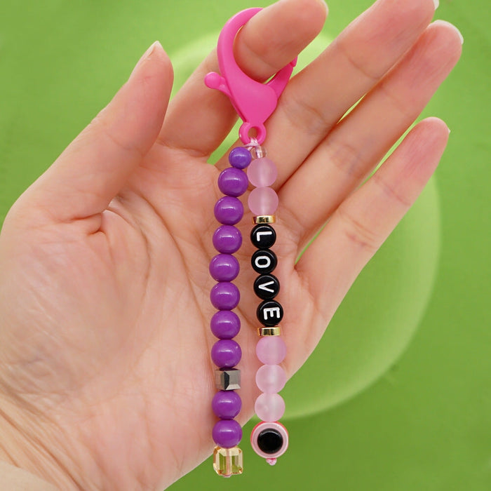 Wholesale Boho Resin Acrylic Imitation Pearl Beaded Rainbow Smiley Lanyard Keychain JDC-KC-Yuxz004 Keychains 煜星珠 Wholesale Jewelry JoyasDeChina Joyas De China