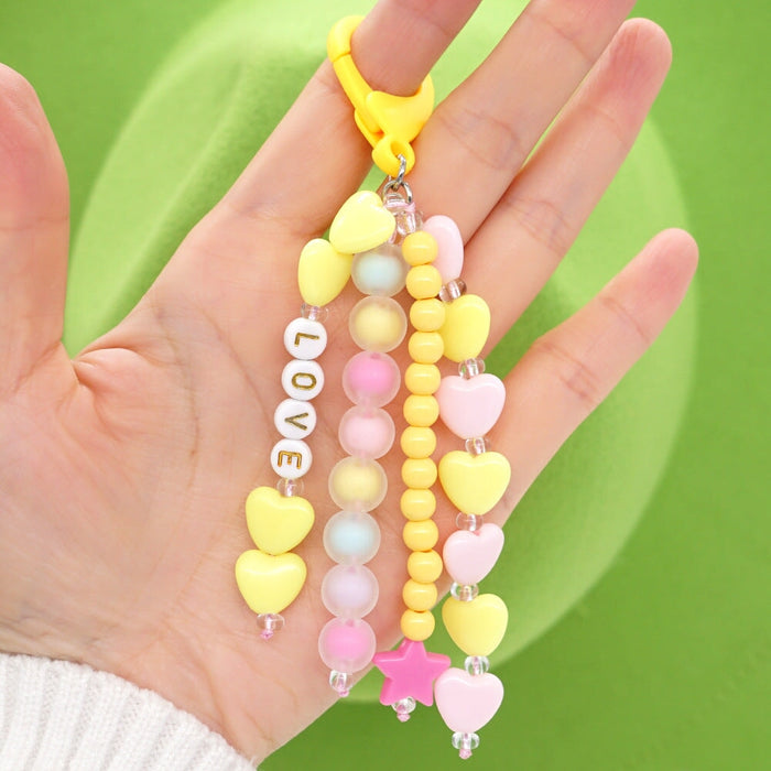 Wholesale Boho Resin Acrylic Imitation Pearl Beaded Rainbow Smiley Lanyard Keychain JDC-KC-Yuxz004 Keychains 煜星珠 Wholesale Jewelry JoyasDeChina Joyas De China