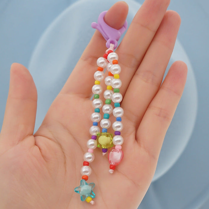Wholesale Boho Resin Acrylic Imitation Pearl Beaded Rainbow Smiley Lanyard Keychain JDC-KC-Yuxz004 Keychains 煜星珠 QT-K210164A Wholesale Jewelry JoyasDeChina Joyas De China