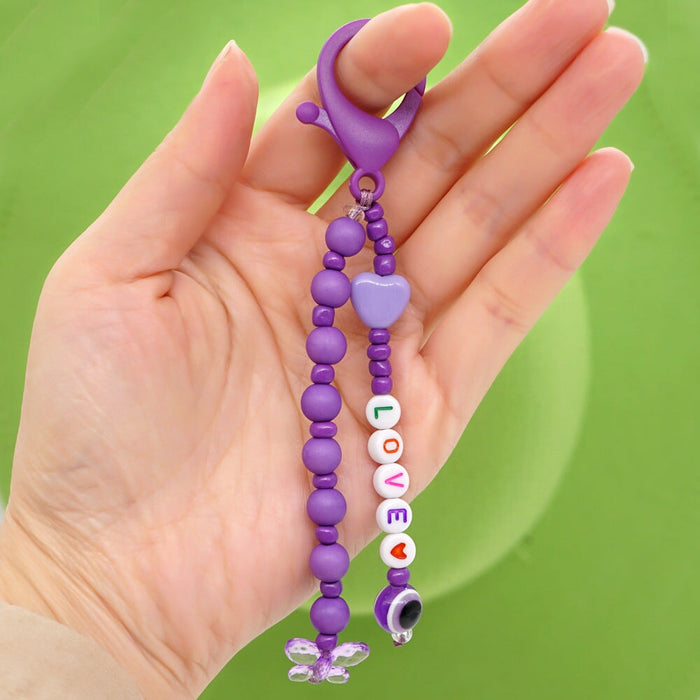 Wholesale Boho Resin Acrylic Imitation Pearl Beaded Rainbow Smiley Lanyard Keychain JDC-KC-Yuxz004 Keychains 煜星珠 QT-K210255A Wholesale Jewelry JoyasDeChina Joyas De China