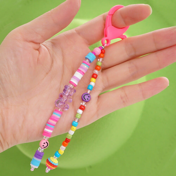 Wholesale Boho Resin Soft Pottery Hand Woven Beaded Flower Smiley Lanyard Keychain JDC-KC-Yuxz001 Keychains 煜星珠 Wholesale Jewelry JoyasDeChina Joyas De China