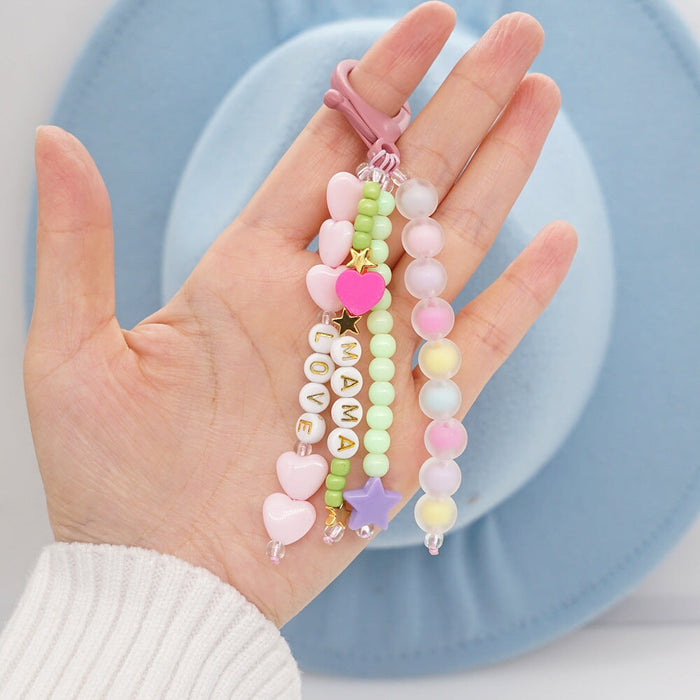 Wholesale Boho Resin Soft Pottery Hand Woven Beaded Flower Smiley Lanyard Keychain JDC-KC-Yuxz001 Keychains 煜星珠 Wholesale Jewelry JoyasDeChina Joyas De China