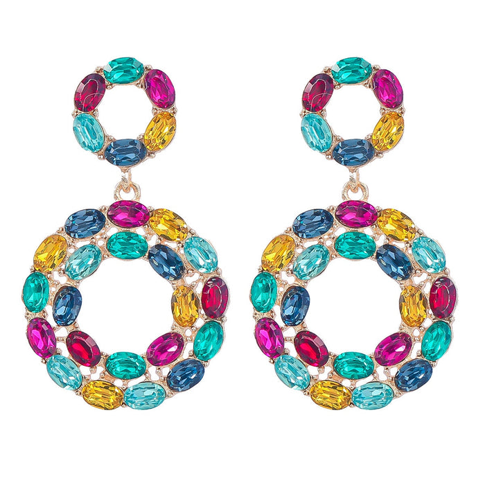 Wholesale Boho Round Color Rhinestone Alloy Earrings JDC-ES-JL934 Earrings 氿乐 Wholesale Jewelry JoyasDeChina Joyas De China