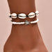 Wholesale Boho Shell Turtle Beaded Alloy Anklet JDC-AS-YeB009 anklets 烨贝 AF149-02 black white Wholesale Jewelry JoyasDeChina Joyas De China