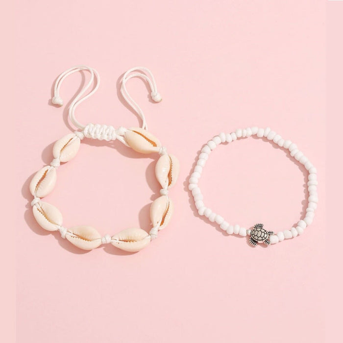 Wholesale Boho Shell Turtle Beaded Alloy Anklet JDC-AS-YeB009 anklets 烨贝 AF149-05 white Wholesale Jewelry JoyasDeChina Joyas De China