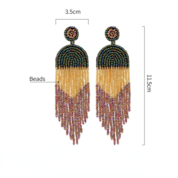 Wholesale Boho Tassel Microfiber Rice Bead Earrings JDC-ES-GSJM075 Earrings 杰米 Wholesale Jewelry JoyasDeChina Joyas De China