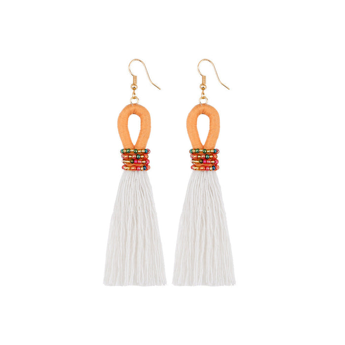 Wholesale Boho Tassel Microfiber Rice Bead Earrings JDC-ES-GSJM075 Earrings 杰米 orange E68735 Wholesale Jewelry JoyasDeChina Joyas De China