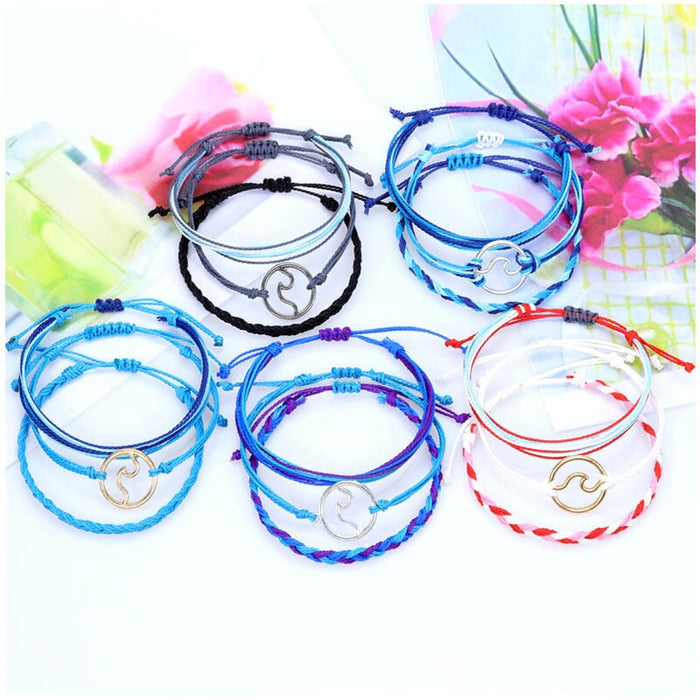 Wholesale Boho Wax Thread Braided Wave Bracelet JDC-BT-Yiye007 Bracelet 益烨 Wholesale Jewelry JoyasDeChina Joyas De China