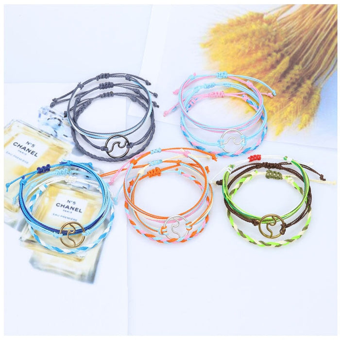 Wholesale Boho Wax Thread Braided Wave Bracelet JDC-BT-Yiye007 Bracelet 益烨 Wholesale Jewelry JoyasDeChina Joyas De China