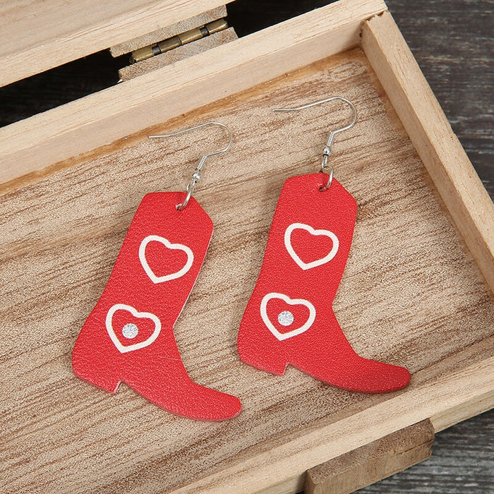 Wholesale Boots Leather Earrings JDC-ES-Saip021 Earrings 赛蒲 red Wholesale Jewelry JoyasDeChina Joyas De China