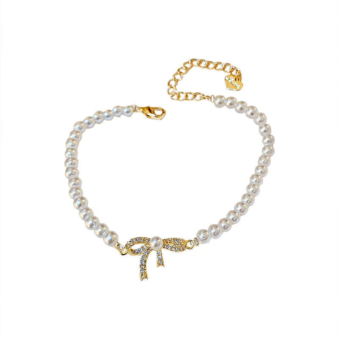 Wholesale bow pearl alloy bracelet JDC-BT-BaoY007 Bracelet 宝钰 Wholesale Jewelry JoyasDeChina Joyas De China