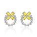 Wholesale bow silver plated red stud earrings JDC-ES-BZ004 Earrings 标志 yellow Wholesale Jewelry JoyasDeChina Joyas De China