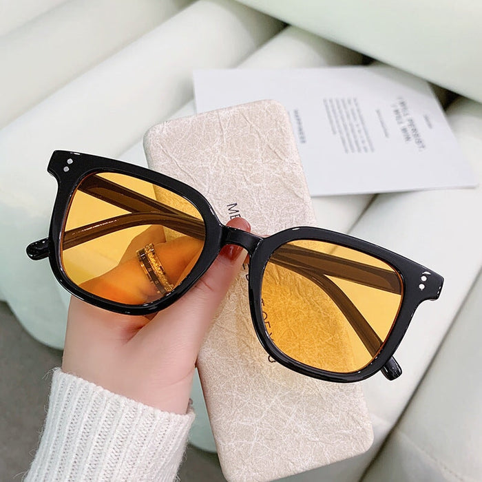 Wholesale box large face thin Sunglasses JDC-SG-XinS005 Sunglasses 星尚 black+yellow Wholesale Jewelry JoyasDeChina Joyas De China