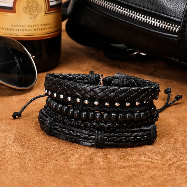 Bulk Jewelry Wholesale Bracelet Brown braided cowhide  geometry Cortex JDC-BT-KJ015 Wholesale factory from China YIWU China