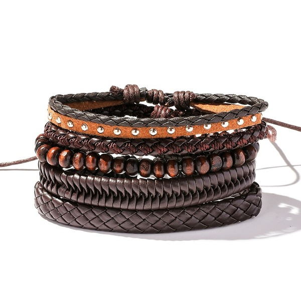 Bulk Jewelry Wholesale Bracelet Brown braided cowhide  geometry Cortex JDC-BT-KJ015 Wholesale factory from China YIWU China