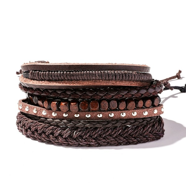 Bulk Jewelry Wholesale Bracelet Brown braided cowhide  geometry Cortex JDC-BT-KJ015 Wholesale factory from China YIWU China