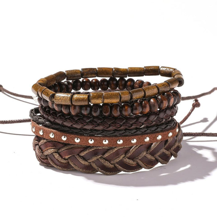 Bulk Jewelry Wholesale Bracelet Brown braided cowhide  geometry Cortex JDC-BT-KJ015 Wholesale factory from China YIWU China