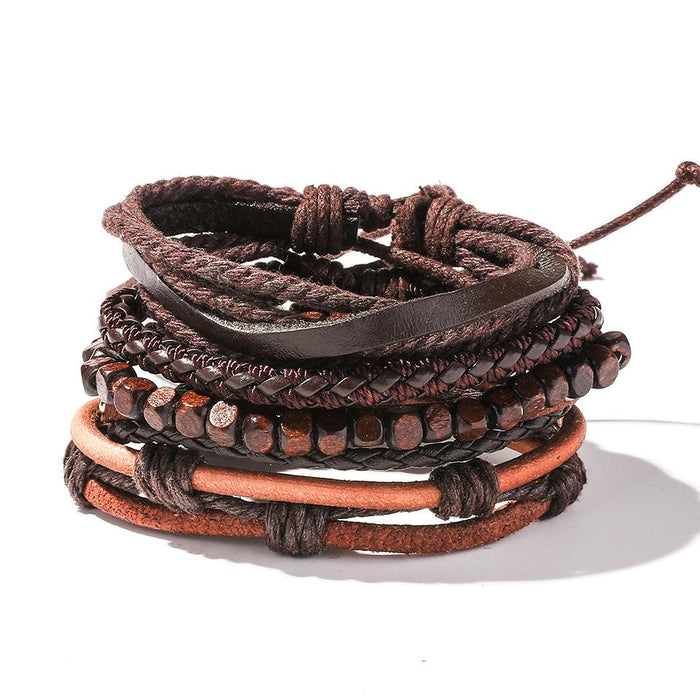 Bulk Jewelry Wholesale Bracelet Brown braided cowhide  geometry Cortex JDC-BT-KJ015 Wholesale factory from China YIWU China