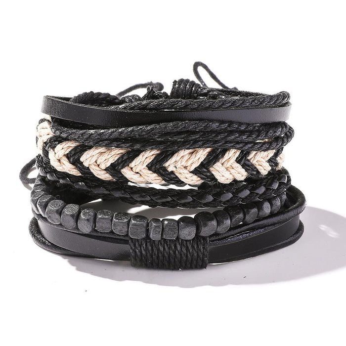 Bulk Jewelry Wholesale Bracelet Brown braided cowhide  geometry Cortex JDC-BT-KJ015 Wholesale factory from China YIWU China