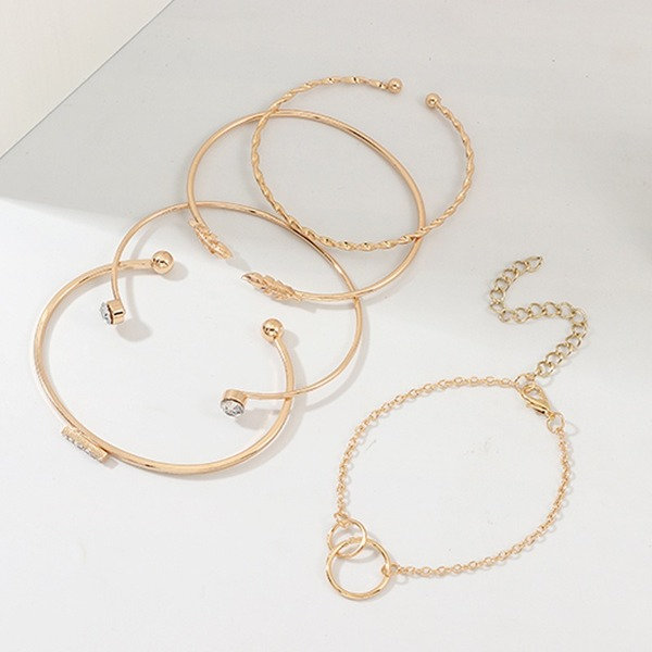 Bulk Jewelry Wholesale bracelet gold alloy small leaves double circle JDC-BT-e037 Wholesale factory from China YIWU China