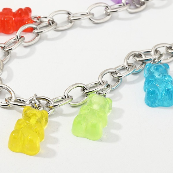 Bulk Jewelry Wholesale bracelet silver alloy candy-colored bear JDC-BT-e051 Wholesale factory from China YIWU China