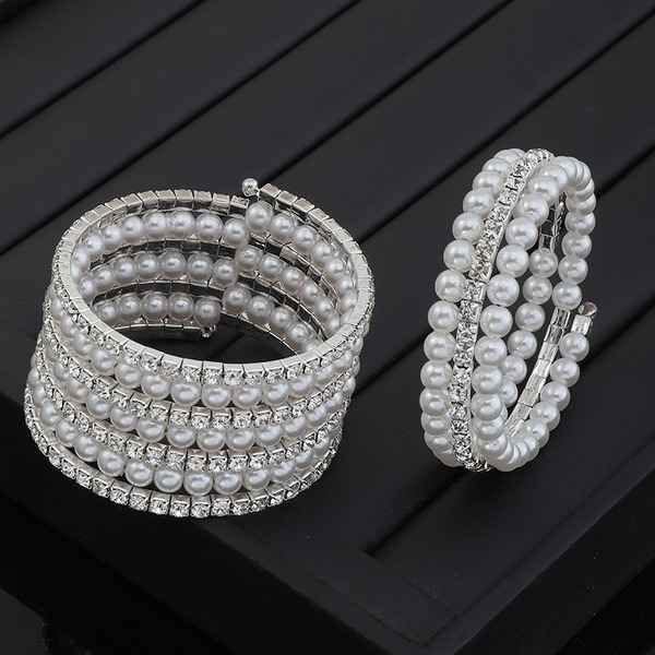 Bulk Jewelry Wholesale bracelet white alloy full of diamond pearls JDC-BT-e0111 Wholesale factory from China YIWU China