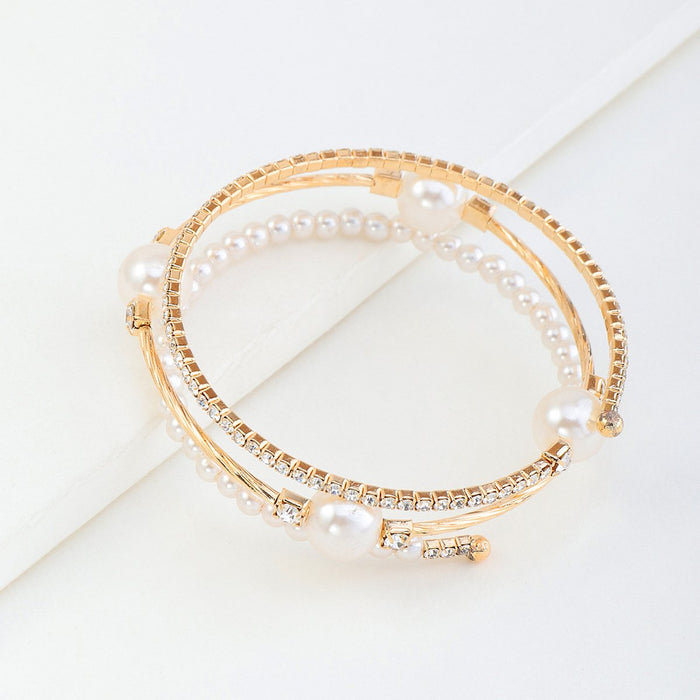 Bulk Jewelry Wholesale bracelet white rhinestone pearl multilayer JDC-BT-e0109 Wholesale factory from China YIWU China