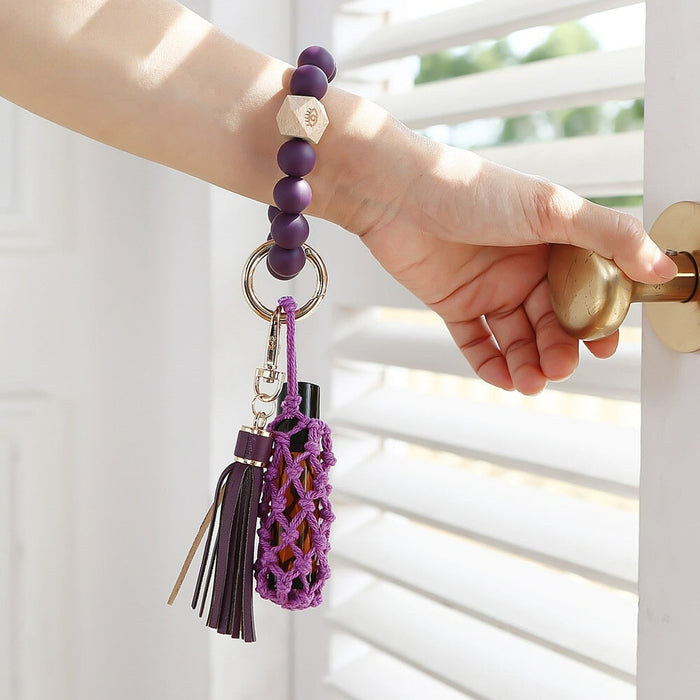 Wholesale Braided Hand Sanitizer Bag Silicone Beaded Keychain Wristlet MOQ≥2 JDC-KC-JM007 Keychains 杰米 Wholesale Jewelry JoyasDeChina Joyas De China