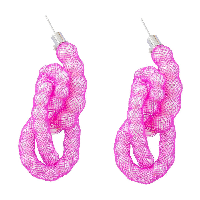 Wholesale Braided Imitation Pearl Alloy Earrings JDC-ES-JL955 Earrings 氿乐 rose red Wholesale Jewelry JoyasDeChina Joyas De China